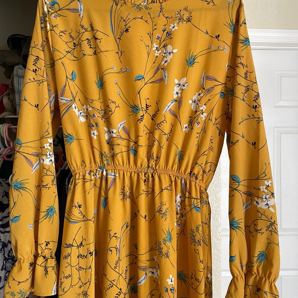 Yellow floral long dress. Perfect as beach dress